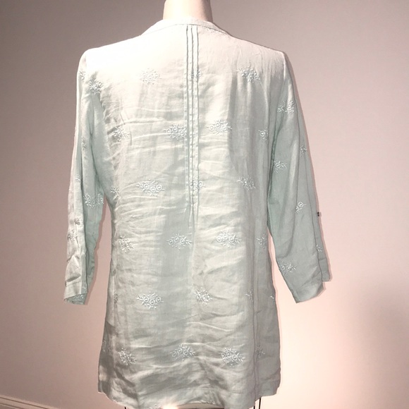 ST TROPEZ WEST sea foam green linen tunic ▪️sz L - Picture 4 of 8